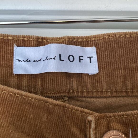Loft Gold Tone Tan Chord High Waist Skinny Pants Size 6 - Picture 3 of 9